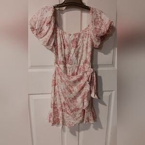 Juniors cream with pink flowers dress